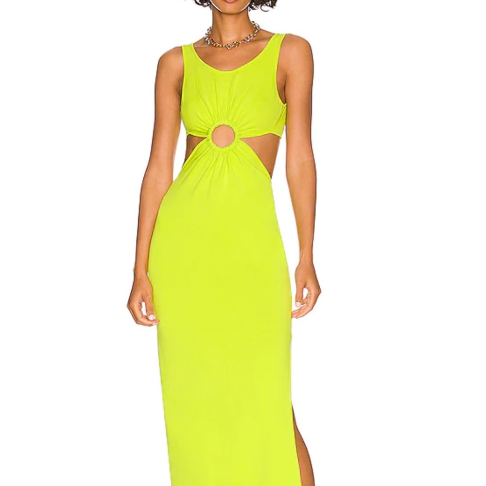 Solid and Striped green Maxi dress